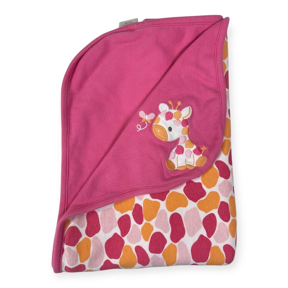 Gymboree Jolly Giraffe Pink Orange Spotted Baby Blanket Embroidered 2016